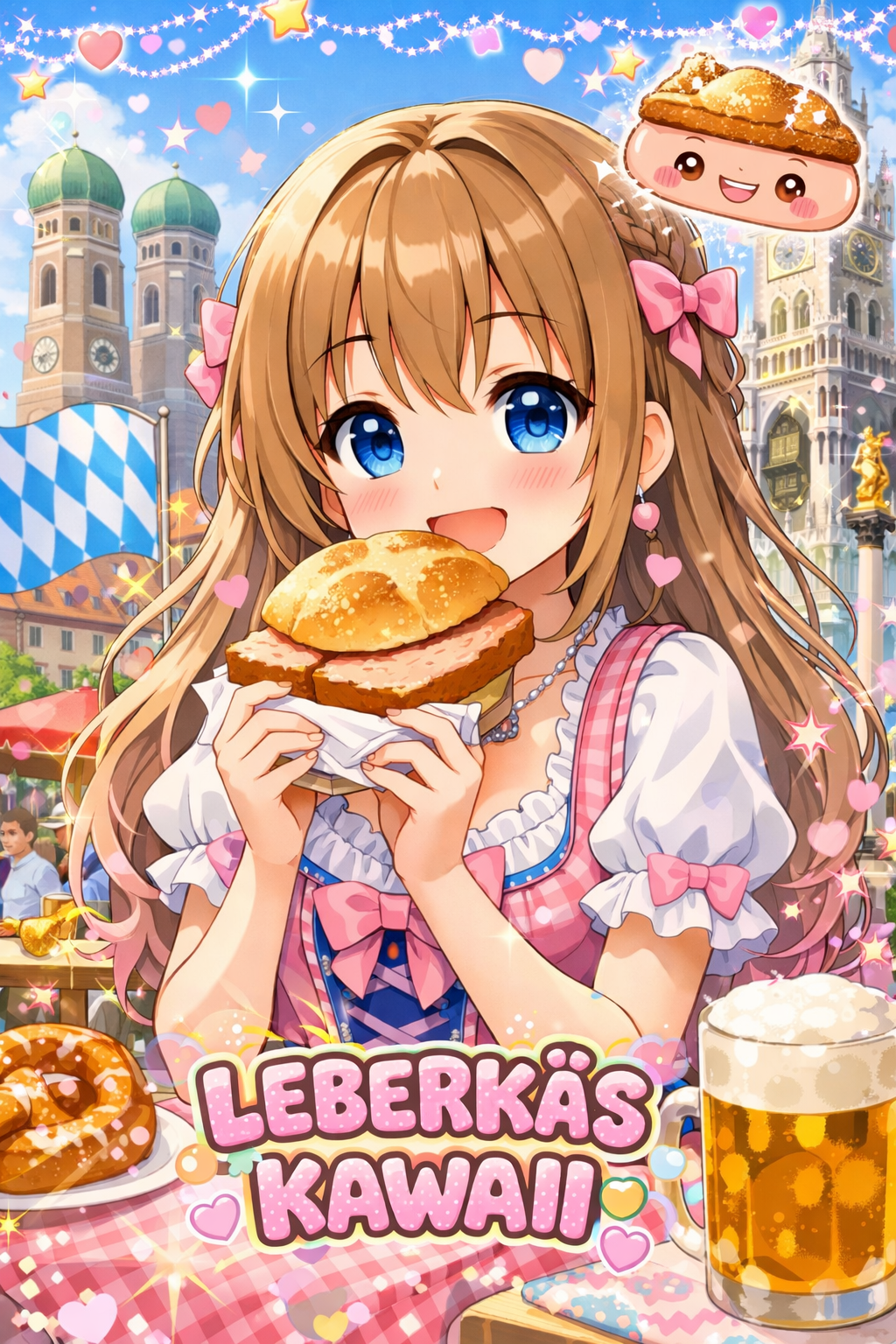 Leberkäs Kawaii Maskottchen